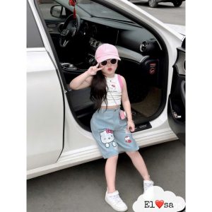 Quần áo bé gái - SET QUẦN BÒ KITY siêu xinh cho bé 1-8 Tuổi