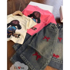 Quần áo bé gái - Sét BÒ PANTHER PHỐI NƠ Siêu Xinh cho bé 1-8 Tuổi